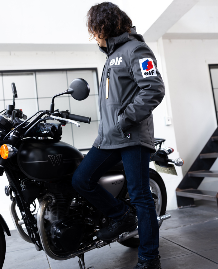 ■フロントスタイル　［チャコールグレー］　着用モデル　身長175cm／72kg　Lサイズ