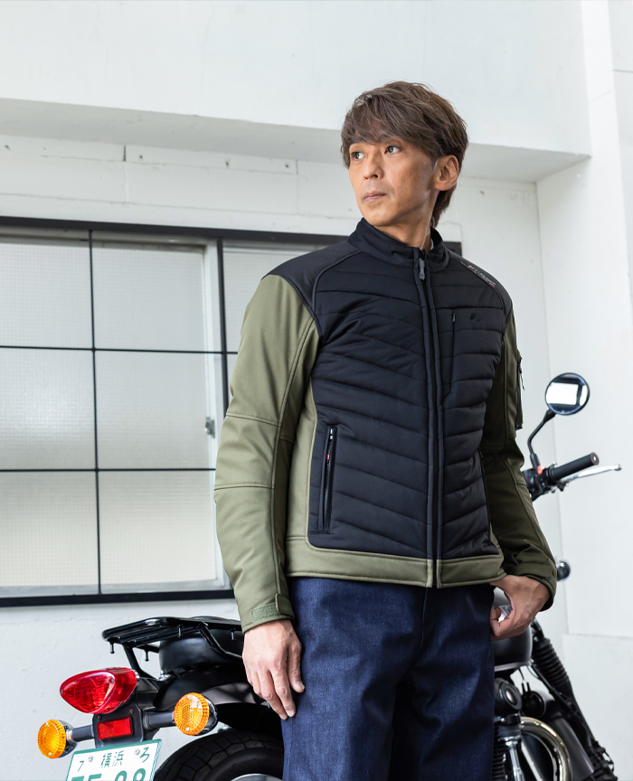 ■フロントスタイル　［カーキ］　身長178cm　体重59kg　着用サイズL