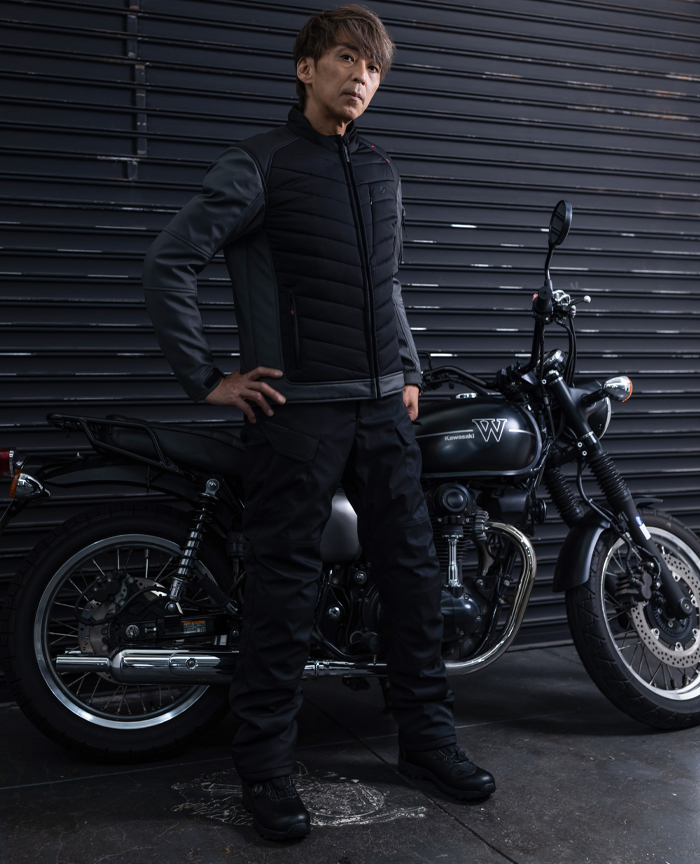 ■フロントスタイル　［ブラック］　　身長175cm　体重70kg　着用サイズL