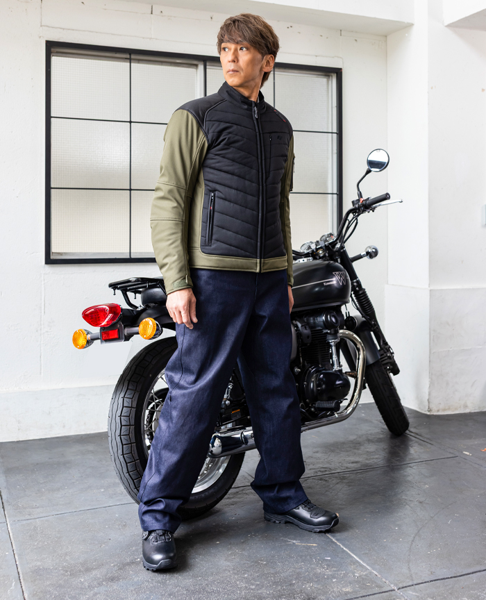 ■フロントスタイル　［インディゴブルー］　身長178cm　体重59kg　着用サイズL